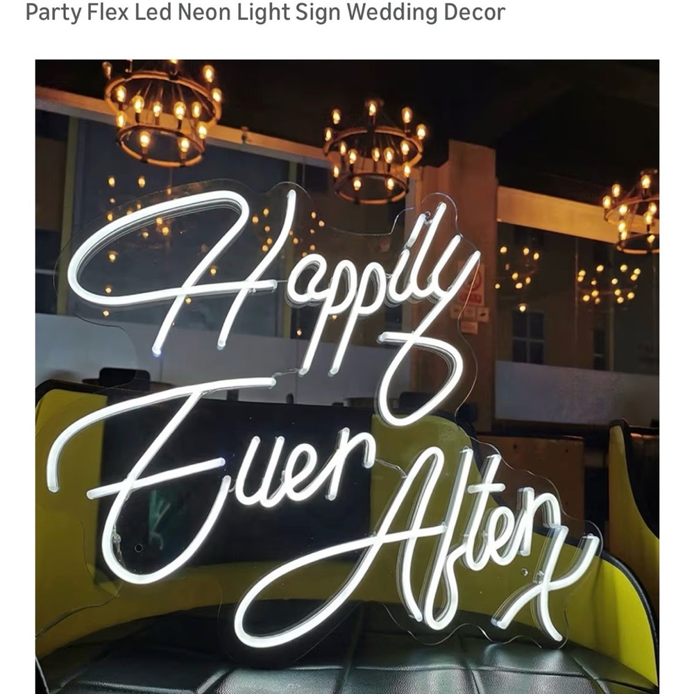 LED Neon 'Happily Ever After' Sign – White Wedding & Party Light